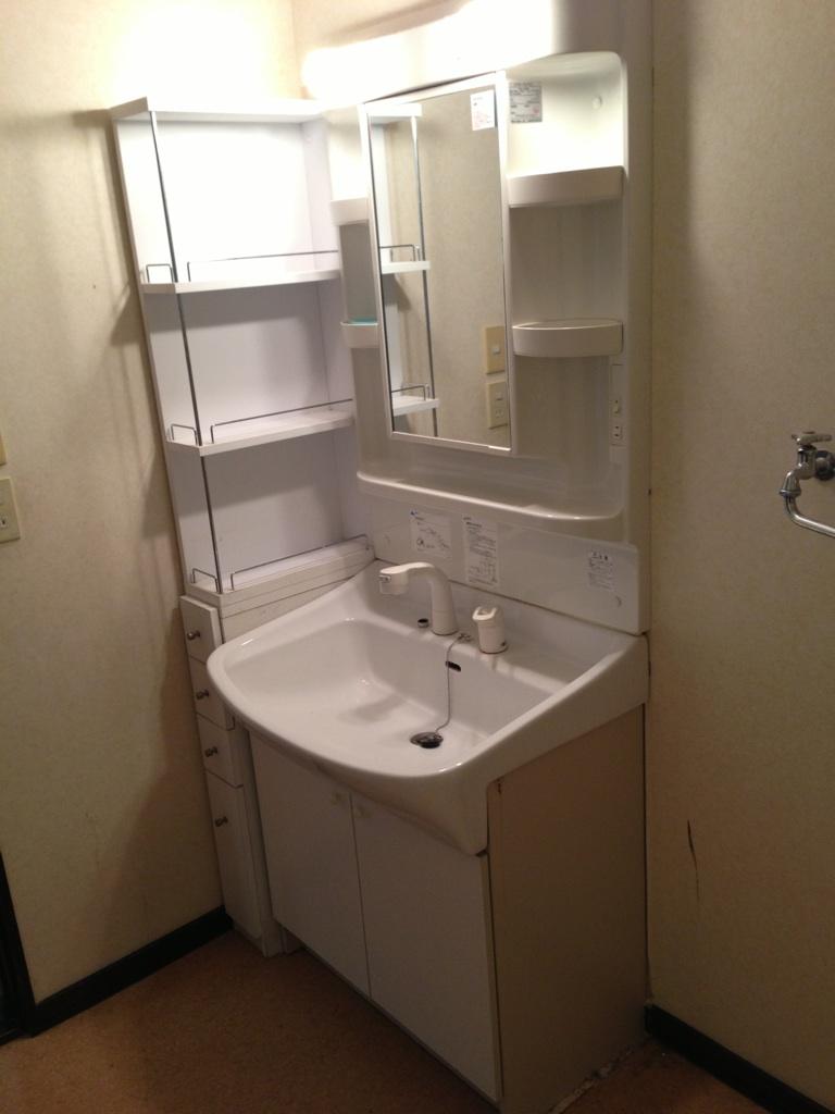 Wash basin, toilet. Washroom