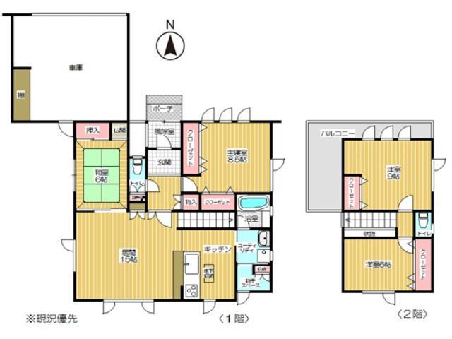 Floor plan. 23.5 million yen, 4LDK, Land area 177 sq m , Building area 154.85 sq m Floor