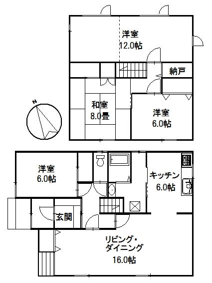 Floor plan. 16.8 million yen, 4LDK, Land area 174.9 sq m , Building area 122.14 sq m