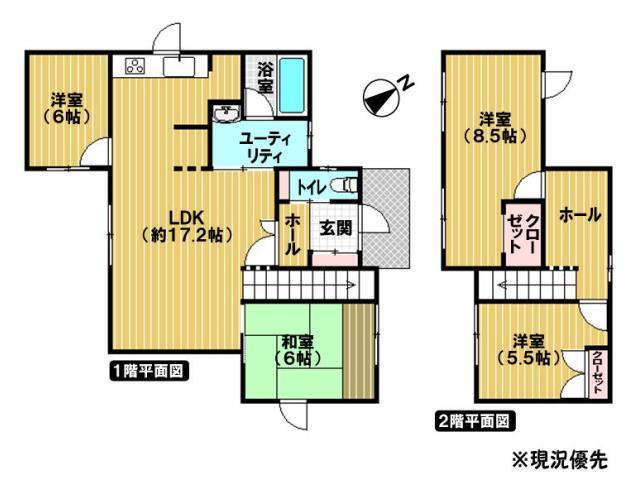 Floor plan. 14.5 million yen, 4LDK, Land area 185.95 sq m , Building area 101.85 sq m Floor
