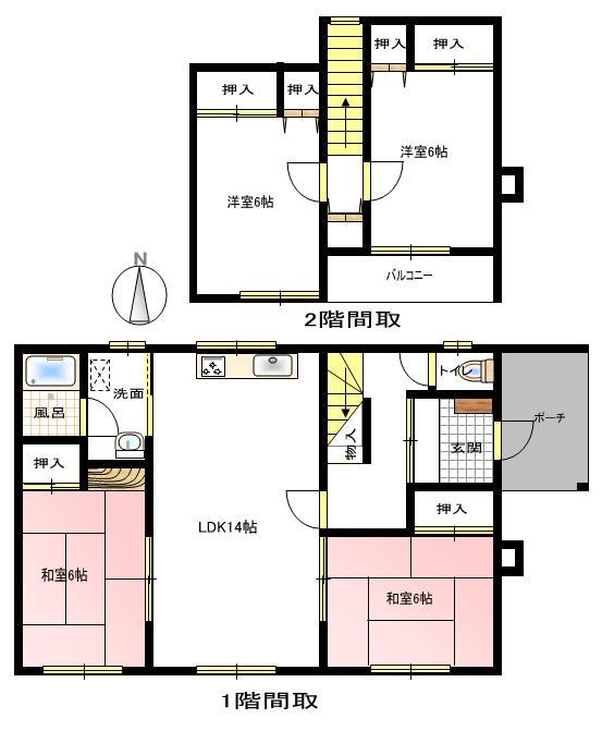 Floor plan. 6.8 million yen, 4LDK, Land area 184.96 sq m , Building area 92.74 sq m