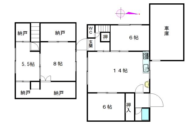 Floor plan. 5.5 million yen, 4LDK, Land area 342.5 sq m , Building area 80.49 sq m