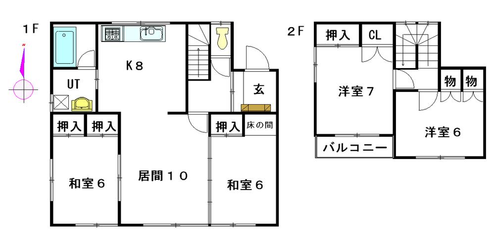 Floor plan. 6.9 million yen, 4LDK, Land area 201.82 sq m , Building area 96.38 sq m