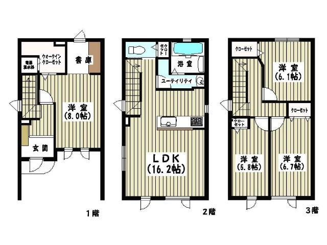 Floor plan. 25,800,000 yen, 4LDK+S, Land area 70.41 sq m , Building area 111.99 sq m Floor