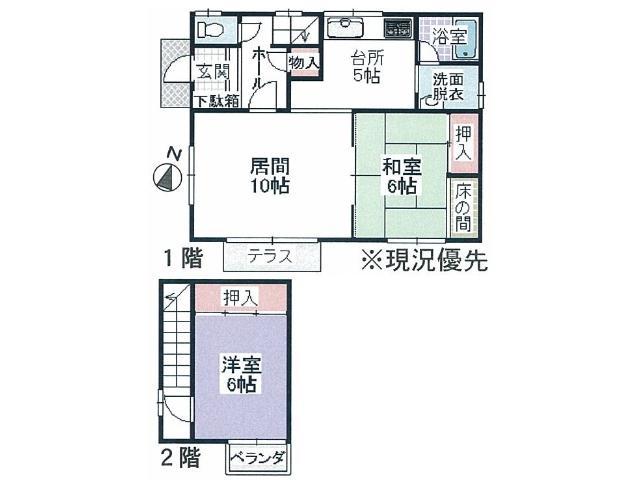 Floor plan. 6.3 million yen, 2LDK, Land area 171.27 sq m , Building area 67.23 sq m Floor