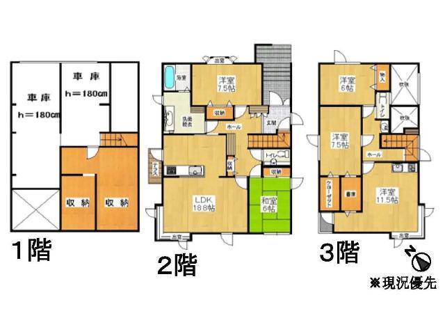 Floor plan. 22.6 million yen, 5LDK, Land area 181.05 sq m , Building area 217.12 sq m Floor