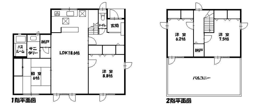 Floor plan. 18,800,000 yen, 4LDK, Land area 224 sq m , Building area 124.46 sq m