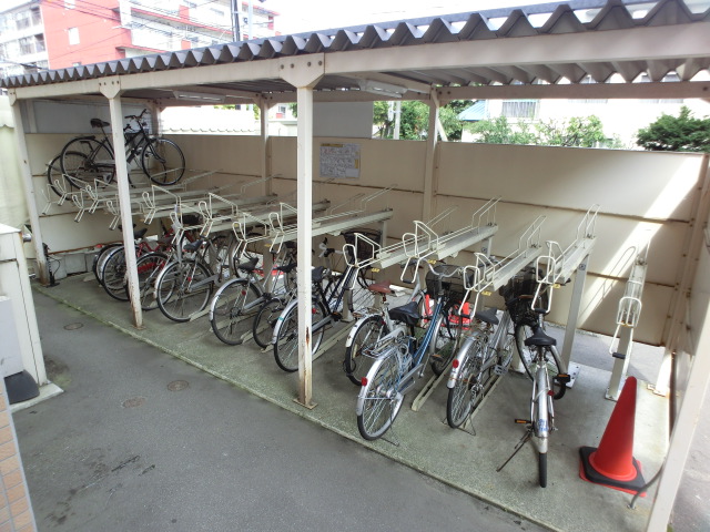 Other common areas. Bicycle parking lot with a roof