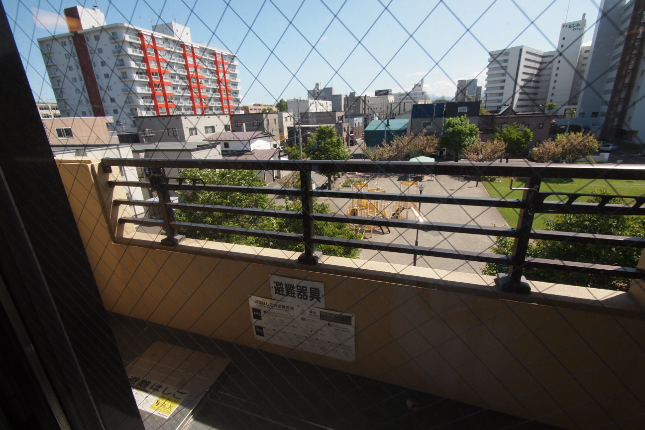 Balcony. Front of the building first is park. 