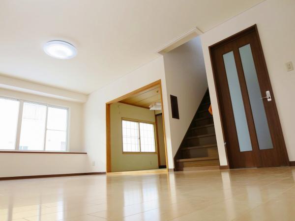 Living. It was re-covered in bright colors of flooring.