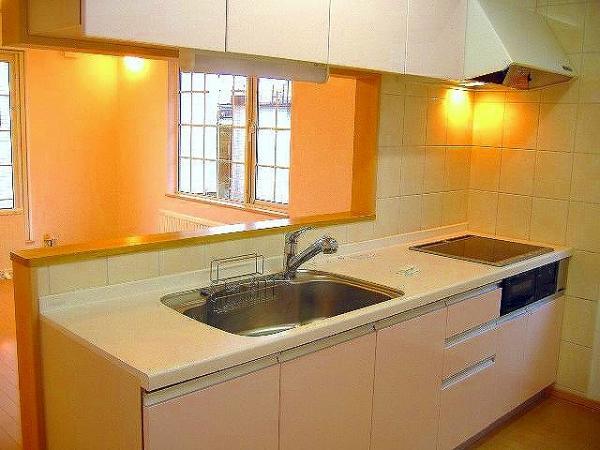 Kitchen. It is pale pink cute kitchen