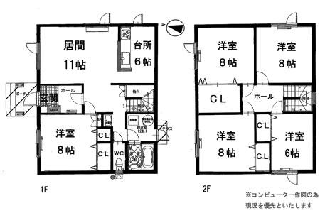 Floor plan. 11.8 million yen, 5LDK, Land area 337.37 sq m , Building area 132.48 sq m