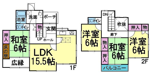 Floor plan. 14.8 million yen, 4LDK, Land area 155.74 sq m , Building area 105.16 sq m