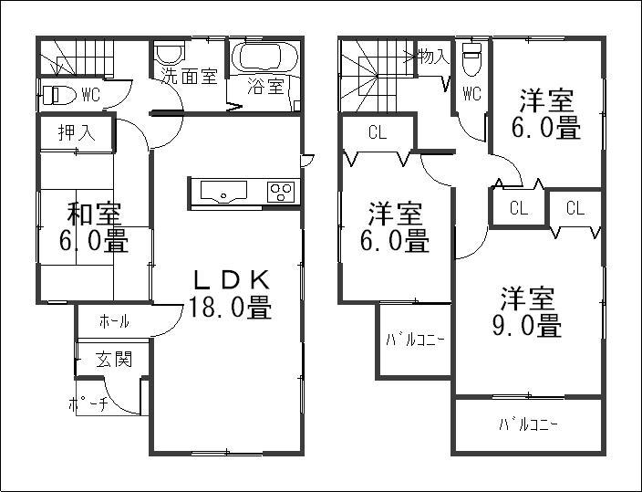Floor plan. (1 Building), Price 24,800,000 yen, 4LDK, Land area 178.86 sq m , Building area 105.98 sq m