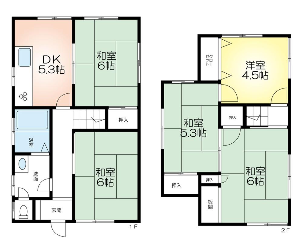 Floor plan. 9.5 million yen, 5DK, Land area 92.05 sq m , Building area 73.71 sq m