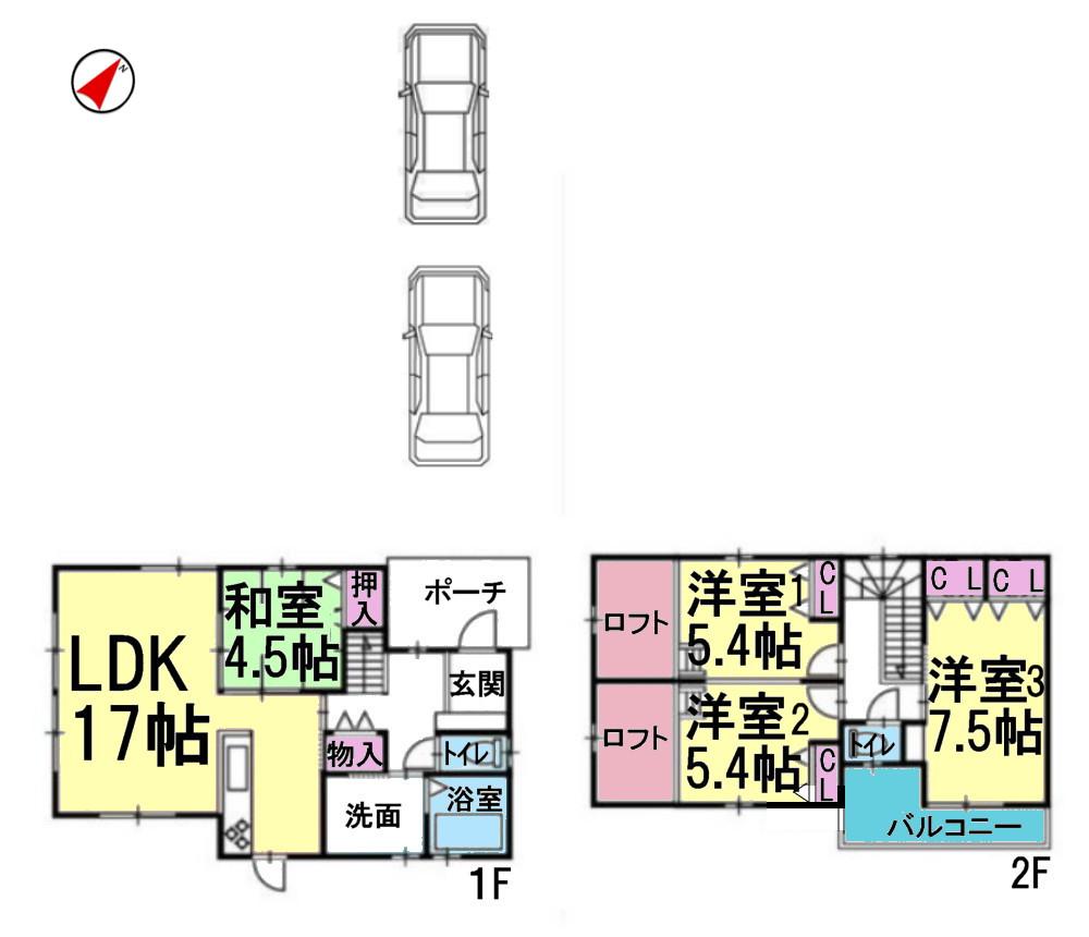 Floor plan. 28.8 million yen, 4LDK, Land area 101.37 sq m , Building area 88.59 sq m