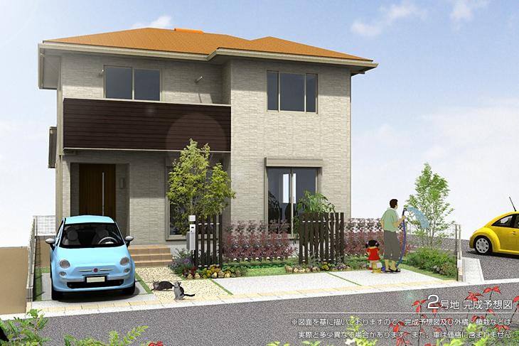 Rendering (appearance).  [No. 2 place]  [Rendering]  ※ Rendering and the outer structure because it drew on the basis of the drawings ・ For planting, There is the actual and somewhat different. Also, The car is not included in the price. 