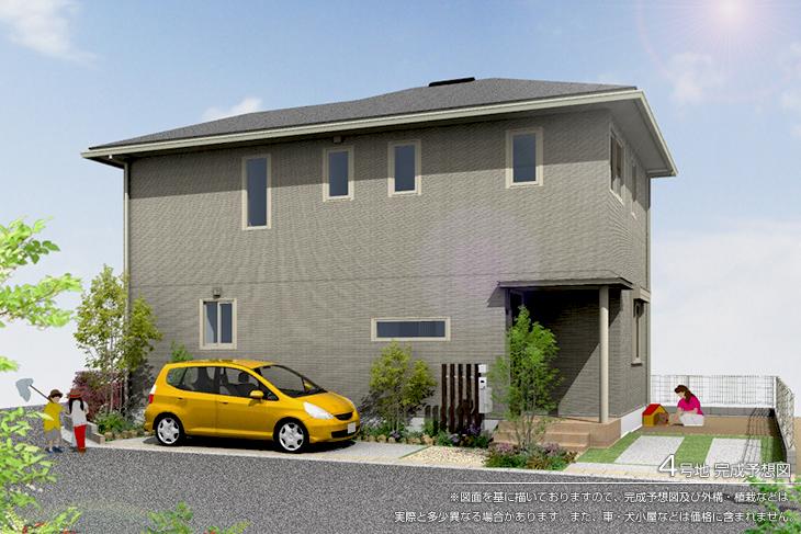 Rendering (appearance).  [No. 4 place]  [Rendering]  ※ Rendering and the outer structure because it drew on the basis of the drawings ・ For planting, There is the actual and somewhat different. Also, car ・ Etc. kennel not included in the price. 