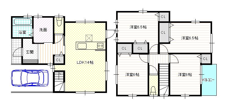 Floor plan. 26,800,000 yen, 4LDK, Land area 89.49 sq m , Building area 101.65 sq m