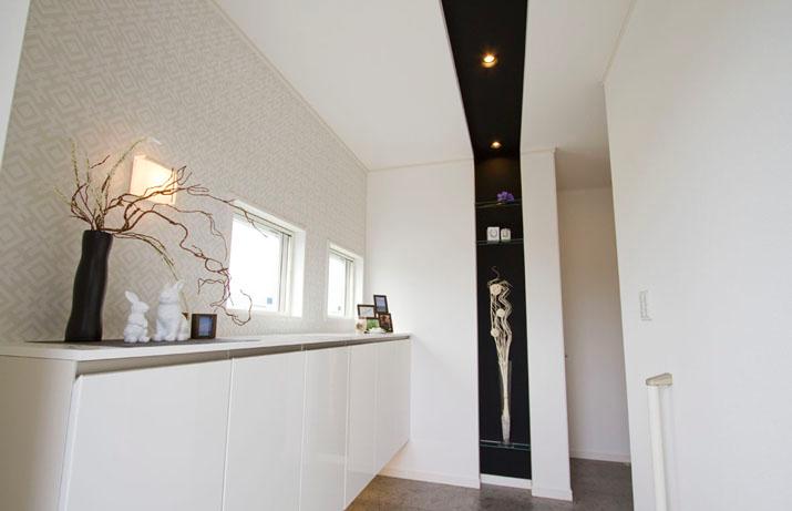 Model house photo. Model house in public Modern entrance that was valuable a monotone