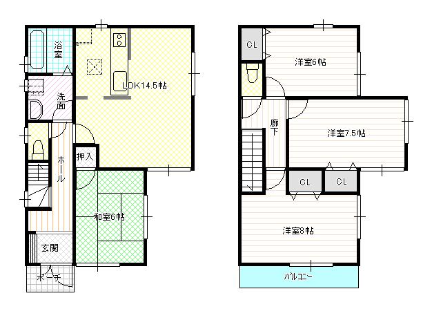 Floor plan. 20,300,000 yen, 4LDK, Land area 104.51 sq m , Building area 95.58 sq m