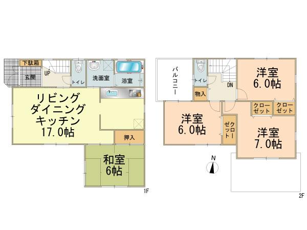 Floor plan. 30,800,000 yen, 4LDK, Land area 104.01 sq m , Building area 94.77 sq m