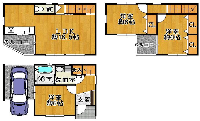 Floor plan. 24,800,000 yen, 3LDK, Land area 84.34 sq m , Building area 83.43 sq m