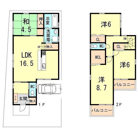 Floor plan. 33,800,000 yen, 4LDK, Land area 95.45 sq m , Building area 103.43 sq m