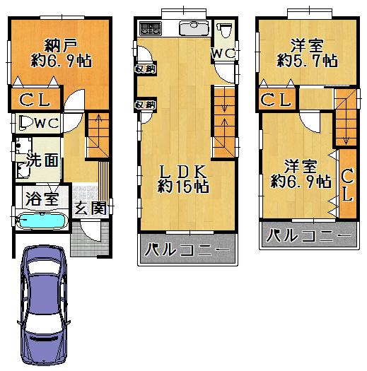 Floor plan. 23.8 million yen, 3LDK, Land area 51.55 sq m , Building area 84.48 sq m floor plan
