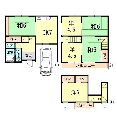 Floor plan. 12.8 million yen, 6DK, Land area 63.88 sq m , Building area 91.39 sq m