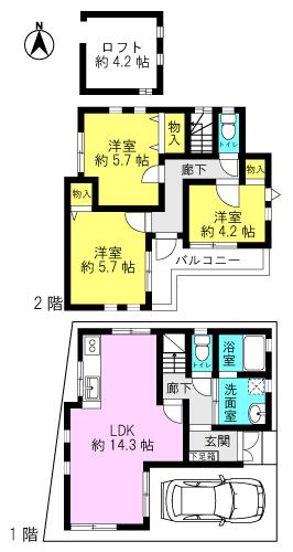 Floor plan. 24,800,000 yen, 3LDK, Land area 67.96 sq m , Building area 75.98 sq m