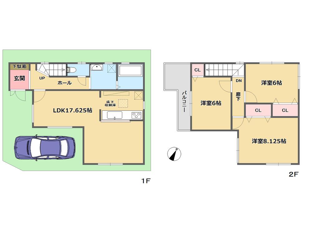 Floor plan. (No. 6 land plan), Price 30,800,000 yen, 3LDK, Land area 83.36 sq m , Building area 86.26 sq m