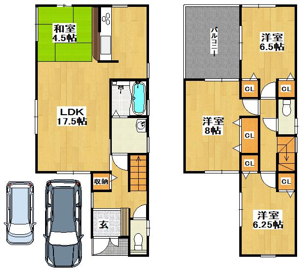 Floor plan. (No. 1 point), Price 32,500,000 yen, 4LDK, Land area 105 sq m , Building area 98 sq m