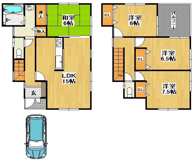Floor plan. (No. 4 locations), Price 31.5 million yen, 4LDK, Land area 105 sq m , Building area 96.39 sq m
