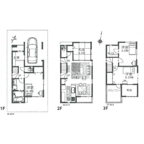 Floor plan. 34,800,000 yen, 4LDK, Land area 64.42 sq m , Building area 102.86 sq m