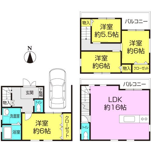 Floor plan. 23.8 million yen, 4LDK, Land area 69.11 sq m , Building area 105.7 sq m
