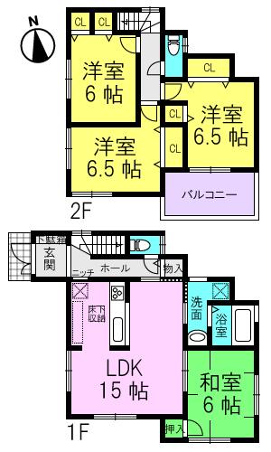 Floor plan. 31,800,000 yen, 4LDK, Land area 113.57 sq m , Building area 93.15 sq m