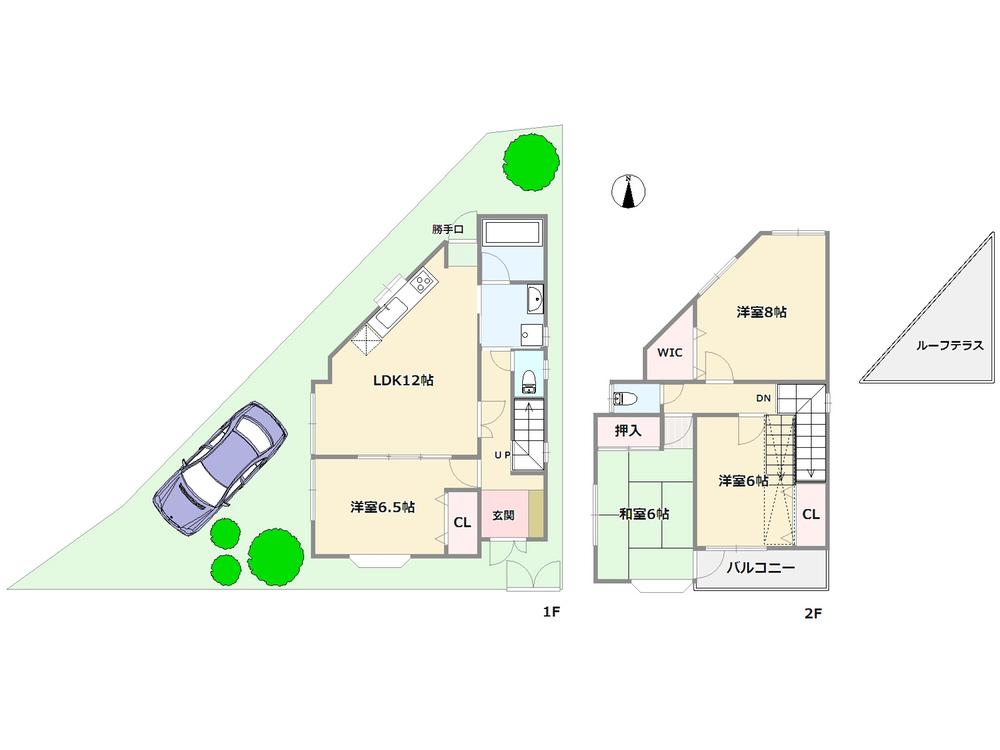 Floor plan. 28,900,000 yen, 4LDK + S (storeroom), Land area 89.05 sq m , Building area 109.74 sq m 4LDK + 1 room + roof balcony