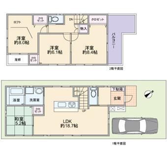 Floor plan. 34,800,000 yen, 4LDK, Land area 93.25 sq m , Building area 100.44 sq m