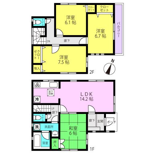 Floor plan. 29,800,000 yen, 4LDK, Land area 110.02 sq m , Building area 94.56 sq m