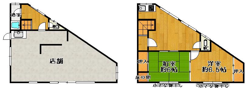 Floor plan. 9.8 million yen, 2DK, Land area 53.49 sq m , Building area 84.88 sq m