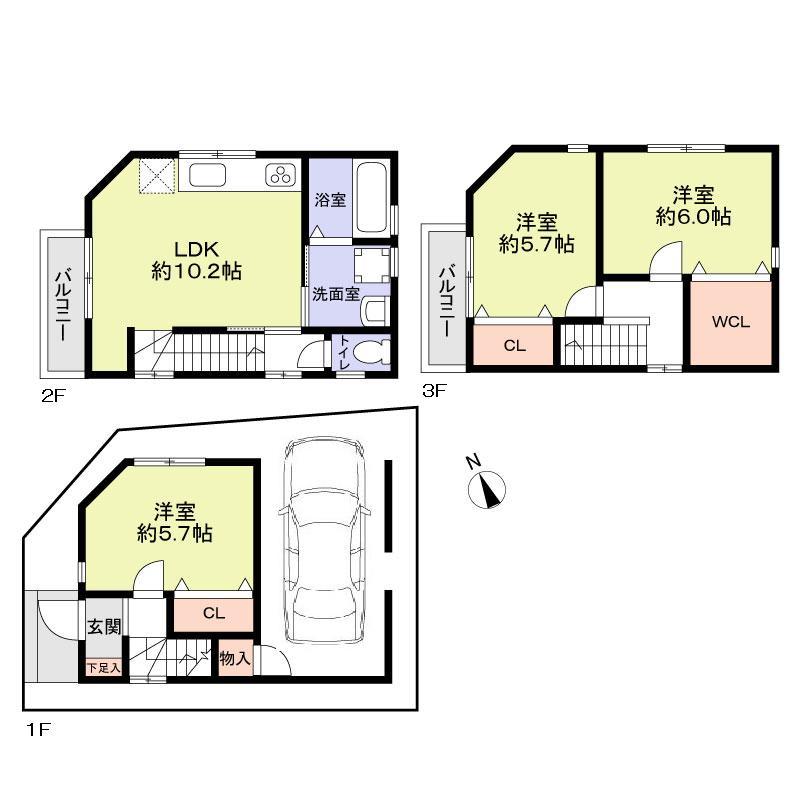 Floor plan. 23.8 million yen, 3LDK, Land area 45.97 sq m , Building area 83.82 sq m