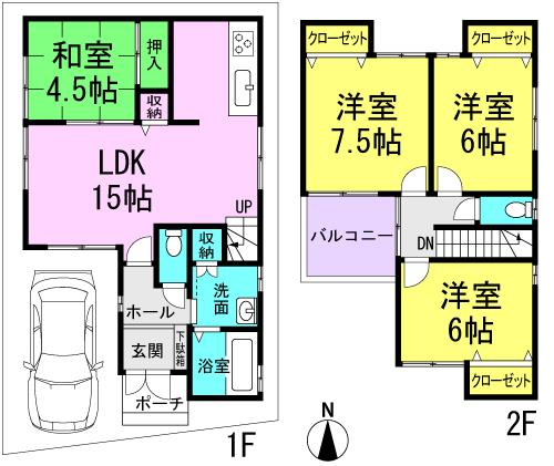 Floor plan. 29,800,000 yen, 4LDK, Land area 81.73 sq m , Building area 91.83 sq m