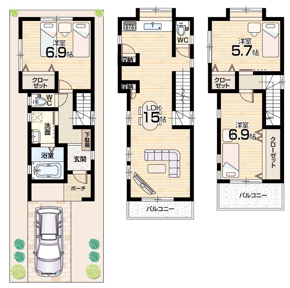 Floor plan. 23.8 million yen, 2LDK + S (storeroom), Land area 51.55 sq m , Building area 84.48 sq m   [Limit 1 House] 