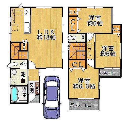 Other. No. 2 place 3LDK3130 yen Site area 80.03 sq m  Building area 86.46 sq m  Facing south