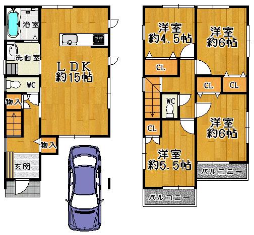 Other. No. 1 destination 4LDK3180 yen Site area 80.03 sq m  Building area 97.19 sq m  Facing south