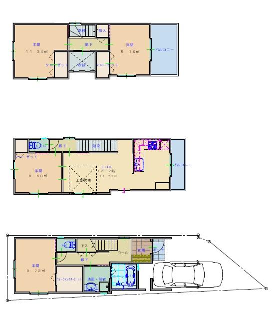 Floor plan. 27.3 million yen, 4LDK, Land area 60.4 sq m , Building area 94.97 sq m