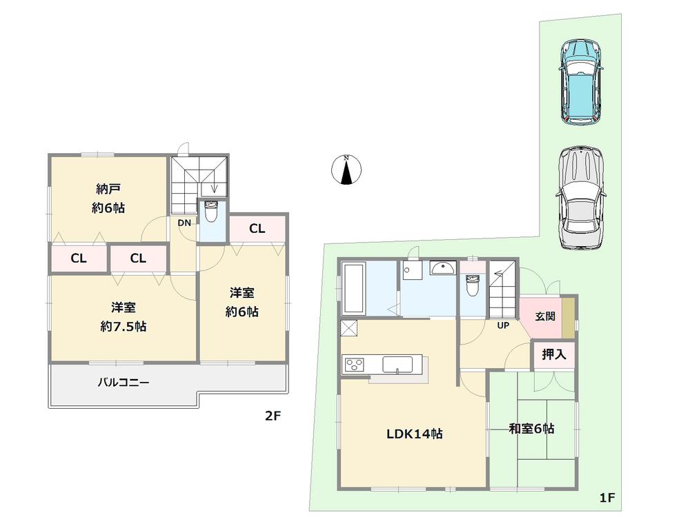 Floor plan. (No. 2 land plan), Price 30,800,000 yen, 4LDK, Land area 118.05 sq m , Building area 93.57 sq m