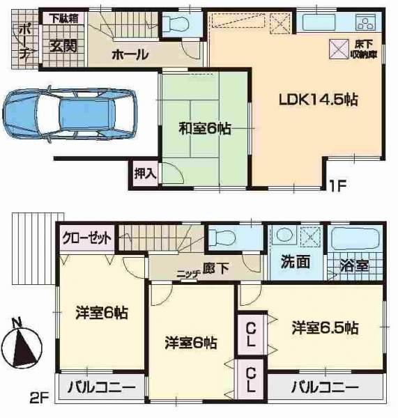 Floor plan. 32,800,000 yen, 4LDK, Land area 86.28 sq m , Building area 98.41 sq m