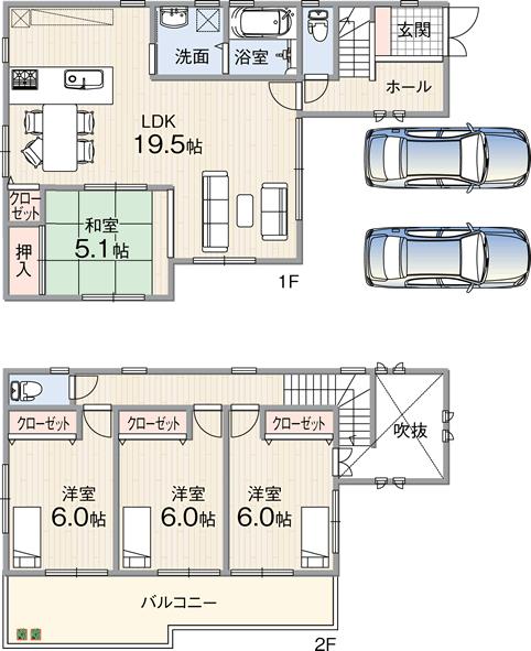 Floor plan. (Home Forest Tomatsujo Town), Price 39,800,000 yen, 4LDK, Land area 119.12 sq m , Building area 100.43 sq m